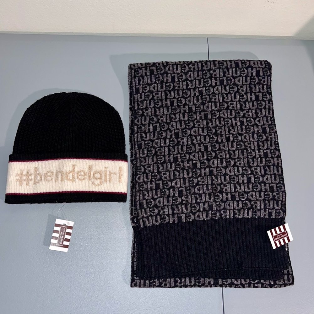 Henri Bendel NWT Signature Scarf and Beanie Hat NWT